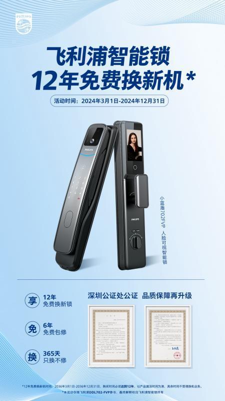 leyu体育,飞利浦智能锁小蓝盾守护家庭安全提供智能化安全保